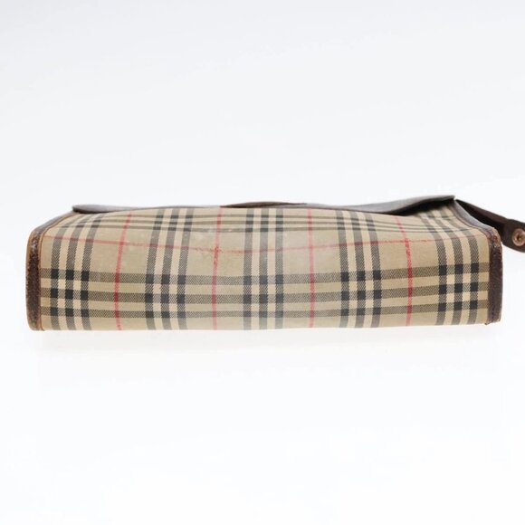 Burberrys Nova Check Clutch Bag Canvas Leather Beige Brown Auth 89716 - Picture 7 of 16